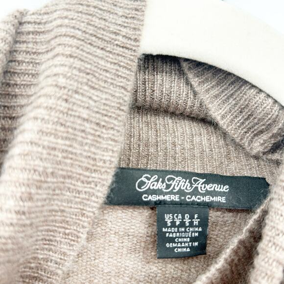 Saks Fifth Avenue Womens Fall Preppy Knit 100% Cashmere Turtleneck Sweater S - Picture 3 of 5